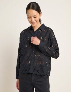 LANIUS Spitzen-Hemdbluse aus Bio-Baumwolle