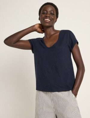 LANIUS Shirt mit tiefem Ausschnit (OCS) aus Hanf und Bio-Baumwolle