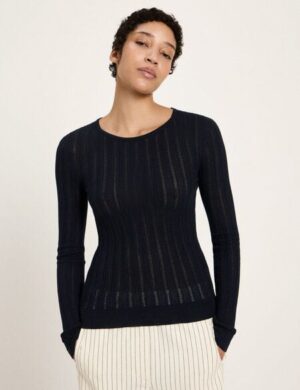 LANIUS Pointelle-Pullover aus Bio-Baumwolle