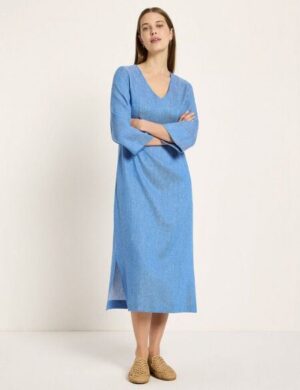 LANIUS Midikleid (OCS) aus Leinen und Bio-Baumwolle