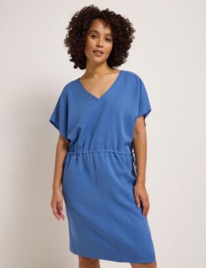 LANIUS Kleid mit V-Ausschnitt aus TENCEL und Bio-Leinen