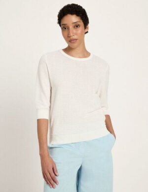 LANIUS Halbarmpullover mit Struktur aus Bio-Baumwolle