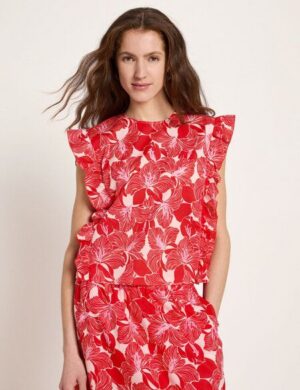 LANIUS Blusenshirt mit Volant (GOTS) aus Bio-Baumwolle