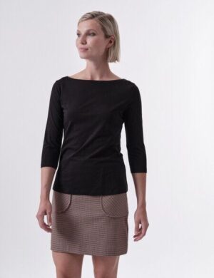 LANIUS 3/4 Arm U-Boot Shirt aus Bio-Baumwolle