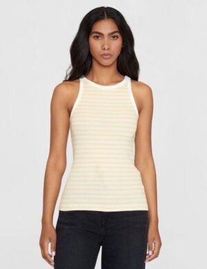 KnowledgeCotton Apparel Tanktop – Striped racer rib top – aus Bio-Baumwolle