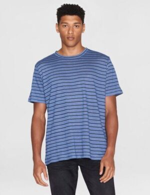 KnowledgeCotton Apparel T-Shirt – Regular Linen Striped – aus 100% biologischen Leinen