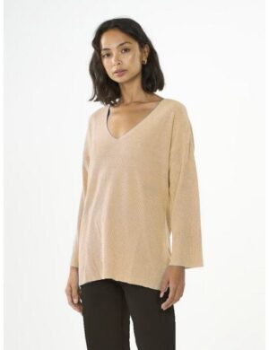 KnowledgeCotton Apparel Strickpullover mit V-Ausschnitt aus EcoVero