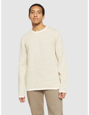 KnowledgeCotton Apparel Strickpullover Jacquard crew neck knit – Regenerative Organic Certified aus Bio-Baumwolle