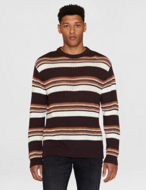 KnowledgeCotton Apparel Sommerlicher Strickpullover HANDCRAFTED STRIPED aus Bio-Baumwolle