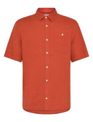 KnowledgeCotton Apparel Regular Leinen-Shirt mit kurzen Ärmeln Hemd – GOTS/Vegan