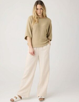 KnowledgeCotton Apparel Posey Wide Mid-Rise Linen Pants