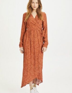 KnowledgeCotton Apparel Maxi Kleid – ORCHID Flower Print Wrap Dress – aus EcoVero
