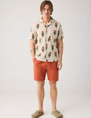 KnowledgeCotton Apparel Lockere Shorts FIG mit Strucktur aus Bio-Baumwolle