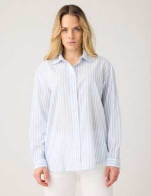 KnowledgeCotton Apparel Lockere gestreifte Bluse aus Bio-Baumwolle