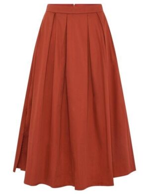 KnowledgeCotton Apparel Langer Satin-Faltenrock aus Bio-Baumwolle