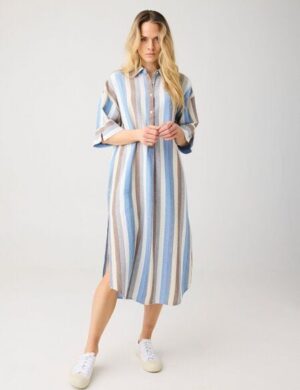 KnowledgeCotton Apparel Kurzarm-Blusenkleid mit Struktur aus Bio-Baumwolle