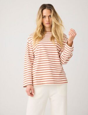 KnowledgeCotton Apparel Gestreiftes Langarmshirt aus Bio-Baumwolle