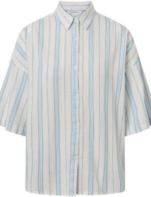 KnowledgeCotton Apparel Gestreifte Kurzarm-Bluse