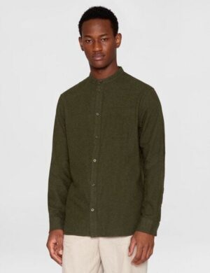 KnowledgeCotton Apparel Flanellhemd mit Stehkragen – Elder Regular Fit – aus Biobaumwolle