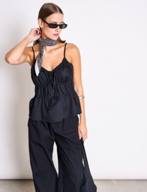 JAN N JUNE Spaghettiträger-Top EBUR mit Bindedetails