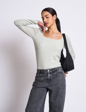 JAN N JUNE Langarmshirt FRIA aus geripptem Lyocelljersey