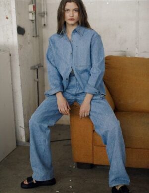 IVA RYCH Jeanshemd mit Druckköpfen I Deadstock