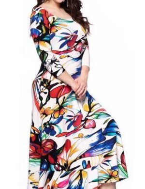 Ingoria CAMILLA Maxikleid mit 3/4 Arm (Mit Print)