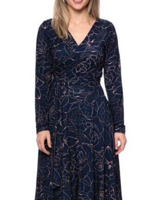 Ingoria AVA wendbares Wickelkleid Langarm-Arm mit schwingendem Rock (Print)