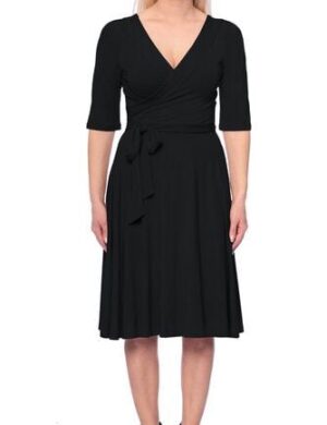 Ingoria AVA wendbares Wickelkleid 3/4 Arm mit schwingendem Rock (Uni)