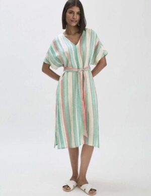 hessnatur Streifen Kleid Midi Relaxed aus reinem Leinen