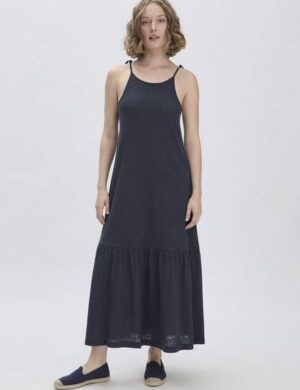 hessnatur Jersey Kleid Midi Relaxed aus reiner Bio-Baumwolle mit Leinen