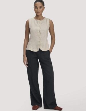 hessnatur Hose Straight Leg Relaxed aus TENCEL Lyocell mit Leinen