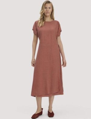 hessnatur Gewebe Kleid mit Wickeloptik Midi aus reinem Leinen