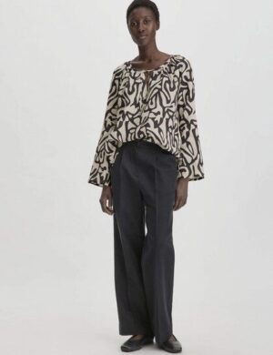 hessnatur Bundfalten Hose Wide Leg Relaxed aus Bio-Baumwolle mit Leinen