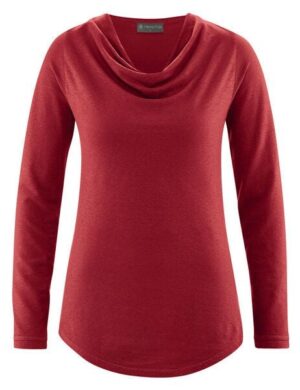 HempAge Langarmshirt mit Wasserfallkragen Hanf/Lyocell