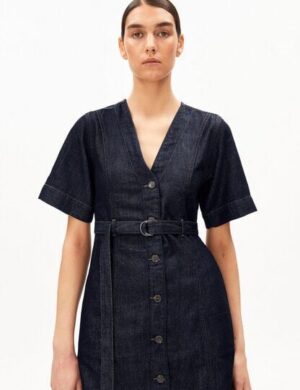 ARMEDANGELS BELTED DENIM Damen Jeanskleid aus Baumwoll-Lyocell-Mix