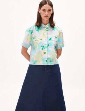 ARMEDANGELS ELIANAA AQUA FLORAL – Damen Bluse Relaxed Fit aus Bio-Baumwolle