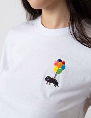 Bavarian Caps Damen T-Shirt Dackelexpress Mini – Weiß