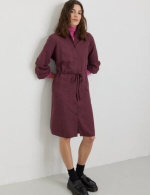 Damen Kleid aus Bluse aus Leinen und LENZING ECOVERO Viskose Mix – MELON – recolution