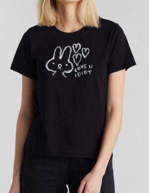 DEDICATED Damen T-Shirt Mysen Love U Idiot – Black