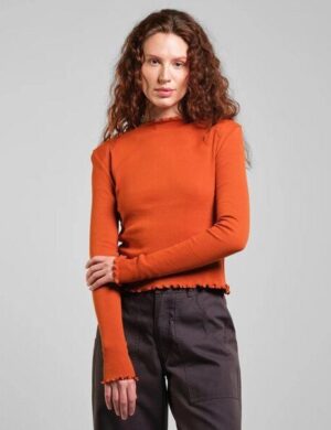 DEDICATED Langarmshirt Ryd Rib – Cinnamon Orange