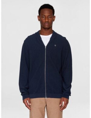 KnowledgeCotton Apparel Herren Cardigan FIELD Pique Badge Knit aus Biobaumwolle mit Reißverschluß