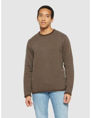 KnowledgeCotton Apparel Strickpullover Jacquard crew neck knit – Regenerative Organic Certified aus Bio-Baumwolle