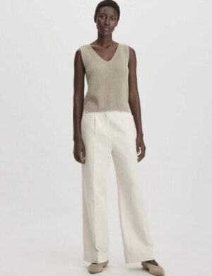 hessnatur Bundfalten Hose Wide Leg Relaxed aus Bio-Baumwolle mit Leinen