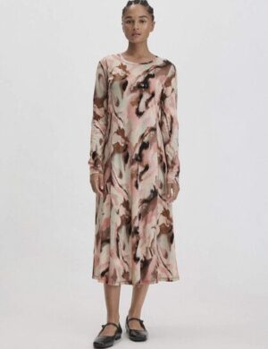 hessnatur Print Premium Light Jersey Kleid Midi Slim aus reiner Bio-Baumwolle