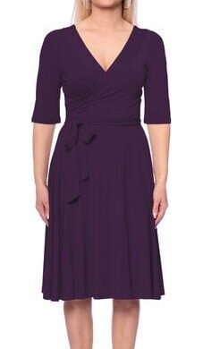 Ingoria AVA wendbares Wickelkleid 3/4 Arm mit schwingendem Rock (Uni)