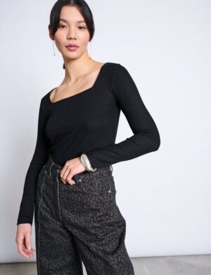 JAN N JUNE Langarmshirt FRIA aus geripptem Lyocelljersey