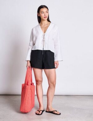 JAN N JUNE LEINEN DRAWSTRING SHORTS MARUM