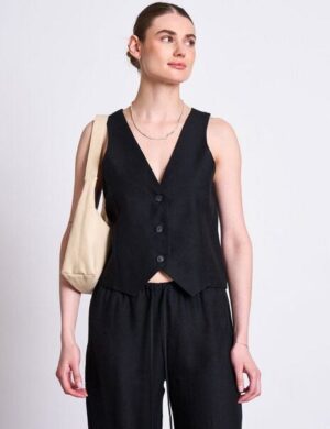 JAN N JUNE LEINEN WESTE HVIDE