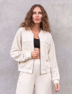 Jaya ADELE WAFFLE – Coole Jacke, Blouson-Bomberjacken-Elementen, 100% GOTS-zertifizierter Biobaumwolle, Waffle-Optik, kleiner Stehkragen